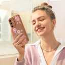 for Samsung Galaxy S24 Case, Cute Flower Floral Butterfly Design for Women Girls Soft TPU Protective Phone Case Slim Fit Shockproof Phone Cover - Brown Rose