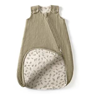 lulumoon Sleep Sack Muslin for Baby: Cotton Wearable Blanket for 9-15 Months - Soft Lightweight Ideal for Nursery Lounge Nighttime Naptime 12-18 Months (Medium, Olivetwig)