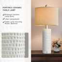 PORTRES 24" Modern Ceramic 3-Way Dimmable Touch Table Lamp Set of 2 for Bedroom White Farmhouse Bedside Lamps with USB A+C Charging Ports for Living Room Nightstand Lamp End Table Lamps