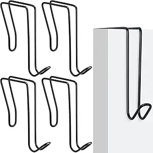 Wire Cubicle Hook Pack, Panel Wall Wire Hooks for Cubicle Accessories, Cubicle Wall Hooks, Cubicle Coat Hook & Organizer for Clothing, Hats, Bags, Pictures (Black, 4 Pack)