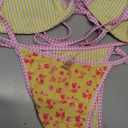 MakeMeChic Women's Floral Triangle Thong Bikini Sets Halter Gingham Swimsuit Bathing Suit (Medium)