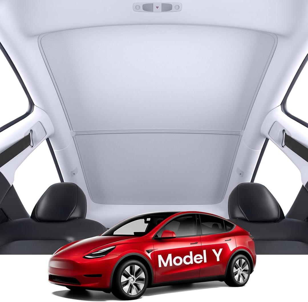 Sunshade Roof for Tesla Model Y Accessories 2025, [Never Sag & No Light Leakage] Magnetic Nano Ice-Crystal Heat Insulation Glass Roof Shade for Model Y 2020 to 2025-2 PCS