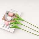 28 Pcs Artificial Tulips, 13.5 Inches PU Faux Tulip Flowers for Spring Easter Celebration Mothers Day Brunch Table DecorWhite+Pink