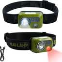 Himalaya LED Headlamp Flashlight, Green Head Lamp with White Red Light, Lightweight Waterproof IPX64 Headlight with Comfortable Headband for Camping Hiking Running Work Travel