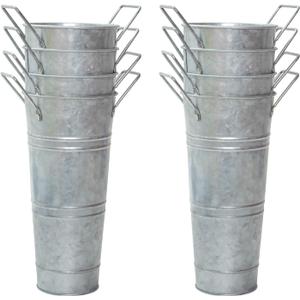 Notakia Galvanized Metal Vases Farmhouse French Flower Bucket Vases for Cut Flowers for Home Decor and Wedding Table Centerpiece Decorations (Silver Set of 8) (9.05in Small)