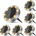 6 Pack Solar Ground Lights Outdoor, 8 LED Mini Flat Solar Disk Lights, IP65 Waterproof Anti-Rust Disc Light, Landscape Lighting for Garden Pathway Yard Walkway Driveway Lawn,Warm White