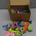 20Pcs Puppy Chew Toys for Teething, Dog Chew Toys with Rope Toy, Pet Dog Toothbrush, Treat Balls, Plush Toys and Squeaky Toys for Small Medium Dogs with Basket