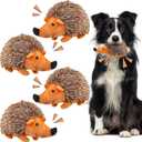 Funtery 4 Pcs Hedgehog Dog Squeaky Toy Plush Interactive for Boredom Hedgehog Chew Toy Stuffed Biting Training Playing Hide and Seek for Puppy, 7.87 Inch Brown, (Hedgehog)