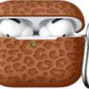 Fashion Engraving Leopard Case Compatible for Airpods Pro Case Cover 2022, Soft Silicone for Airpods Pro Case, Front LED Visible (Brown)