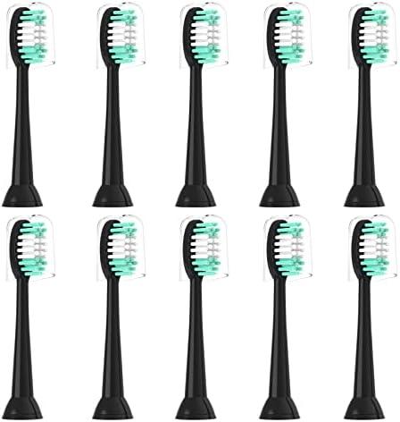 Everystep Replacement Toothbrush Heads 10 Pack for AquaSonic Black Series for Vibe Series Black Series pro, and for Duo Series pro Electric Toothbrush,Balck
