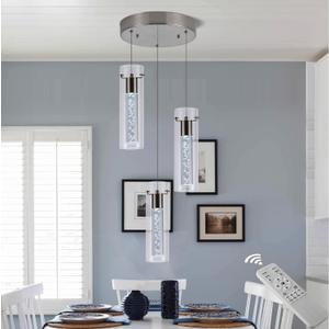 3 Light Kitchen Pendant Lighting Over Island, Modern Pendant Light with Remote Dimmable, Three Color Pendant Lights for Kitchen Island Restaurant, Dining Room, Living Room, Bedroom