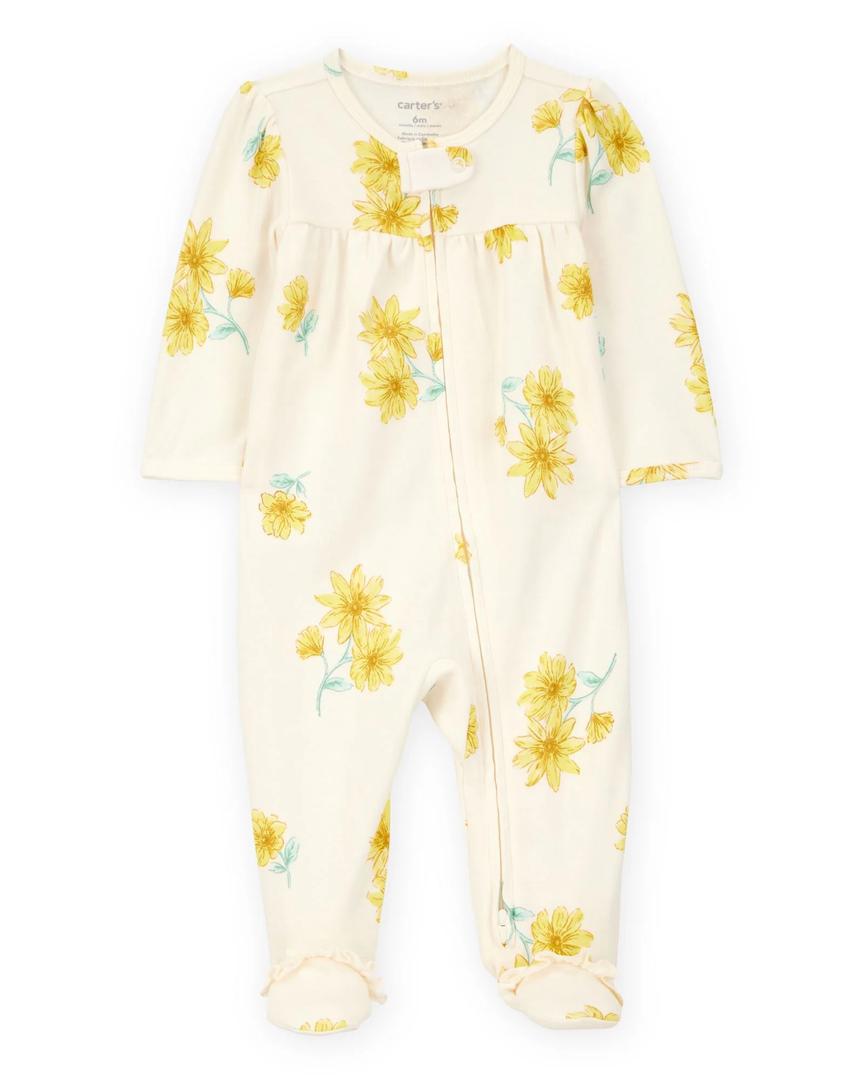Carter’s Pajama Set, Ivory-Yellow Floral, Size 3M
