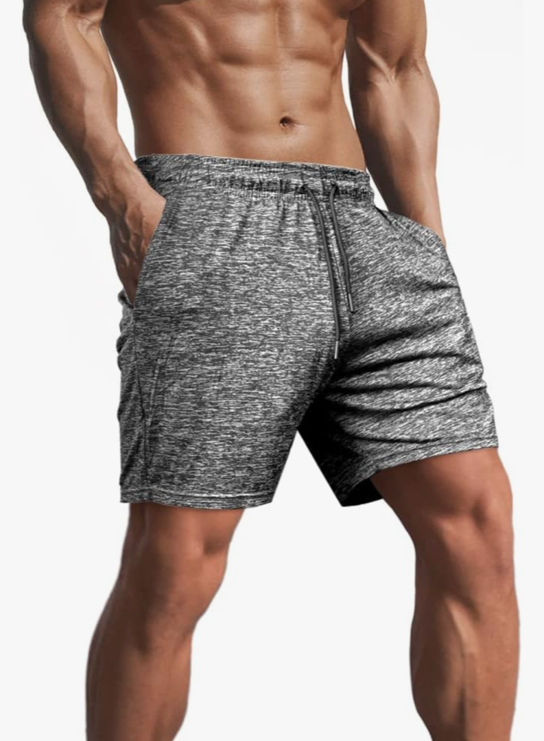 Lehmanlin Men's Bodybuilding Shorts 3/5 Inch Inseam Workout Training Muscle Short Shorts Stretch Quick Dry, Dk03-grey , Size YXL Lehmanlin Men's Bodybuilding Shorts 3/5 Inch Inseam Workout Training Muscle Short Shorts Stretch Quick Dry, Dk03-grey , Size YXL