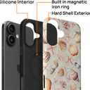Case for iPhone 16 [Compatible with MagSafe], Matte Soft Silicone + Hard PC Anti-Scratch Shockproof Protective 2-in-1 Case for Women Men - Shell Starfish