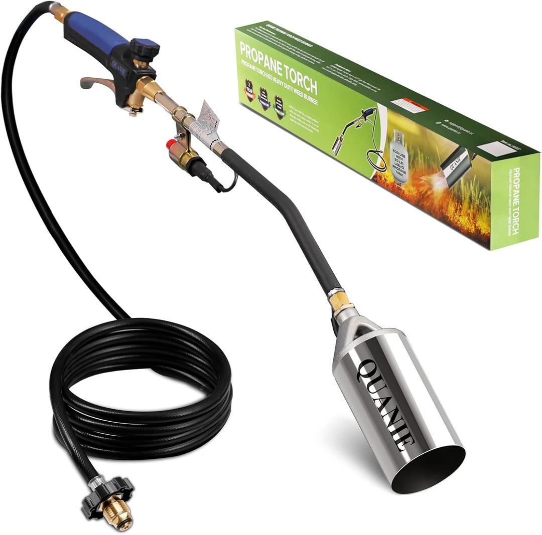 Weed Torch, Weed Burner, with 10FT Hose, Propane Weed Burner Torch, Trigger Start and Adjustable Button 1,200,000 BTU, Propane Torch Kit, Flamethrower for Garden Weeding, Roofing, Melting Snow and Ice