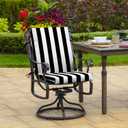 Arden Outdoor Patio Dining Chair Cushion, 20x44, Rain-Proof Seat Pad, Fade-Resistant Outdoor Cushion Black Cabana Stripe