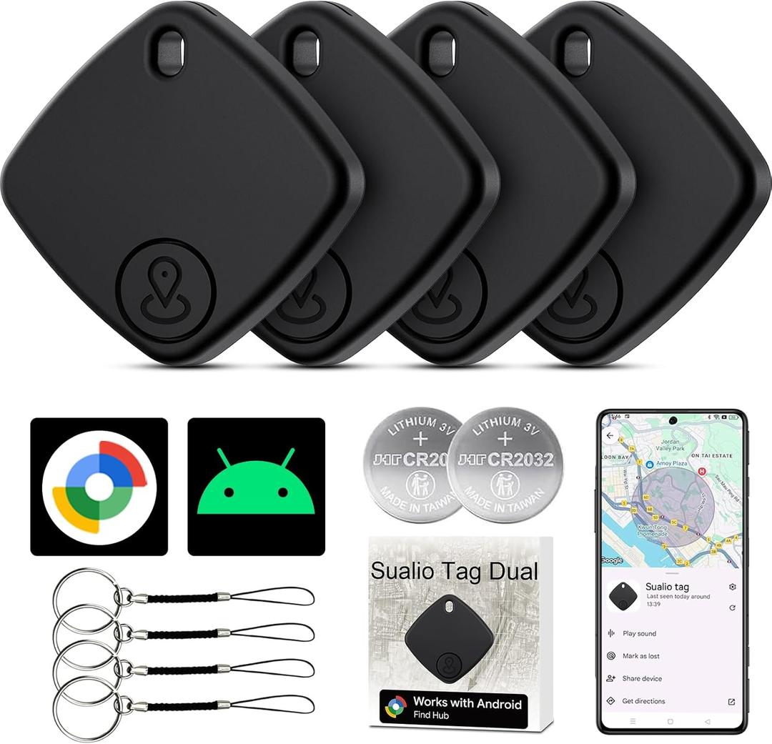 Air Tracker -4 Pack, 2026 New Bluetooth Tracker Tags, Android Tracker Tags Work with Google Find Hub Device App, Bluetooth Luggage Tracker for Keys, Backpack,Suitcase,Travel