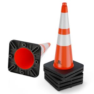 RoadHero 6 Pack 28 Inch 5.5 Lb Traffic Cones with Heavy Black Base, Orange Safety Cone with Reflective Collar for Parking Lot, Construction Work, Road Safety