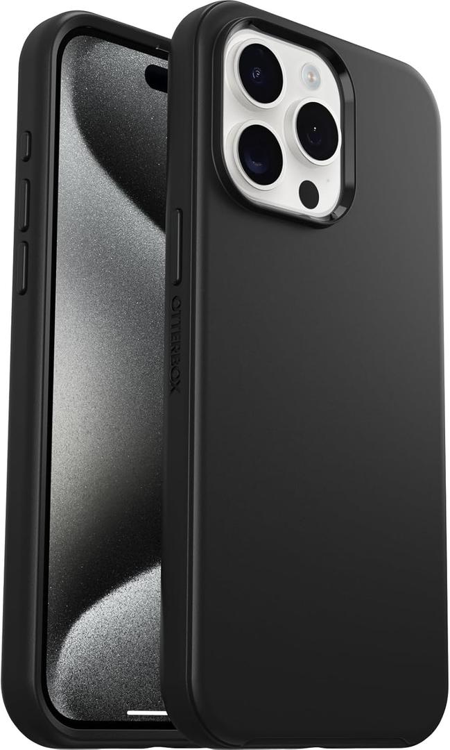 OtterBox iPhone 15 Pro MAX (Only) Symmetry Series Case - BLACK, Snaps to MagSafe, Ultra-Sleek, Raised Edges Protect Camera & Screen (Ships in Polybag, Ideal for Business Customers)