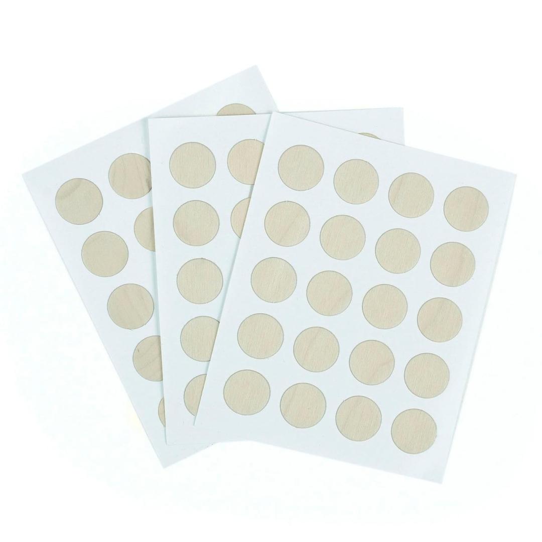 Real Wood Self-Adhesive Veneer Screw Cover Caps - Real Wood - Screw & Nail Hiding Cover - Screw Hole Stickers - Based in USA (19/32"-15mm, Maple)