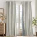 RYB HOME 100% Blackout Cream Curtains, Linen Texture Thermal Insulated Drapes for Bedroom/Living Room/Office/Nuesery, Privacy Farmhouse Full Blackout Window Treatment, W52xL96 Inch Long, 2 Panels