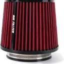 4-Inch Cold Air Intake Filter - Washable, High Performance, 3" or 3-1/2" or 4" Clamp-On Replacement Cone Air Filter Universal 3 Sizes in 1 Red