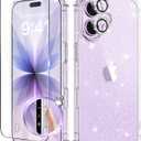 BERFY for iPhone 17 Case for Women, Clear Glitter Shockproof Protective Case, Anti-Yellowing, with Screen Protector & Camera Lens Protector 6.3", Diamond Sparkle Clear