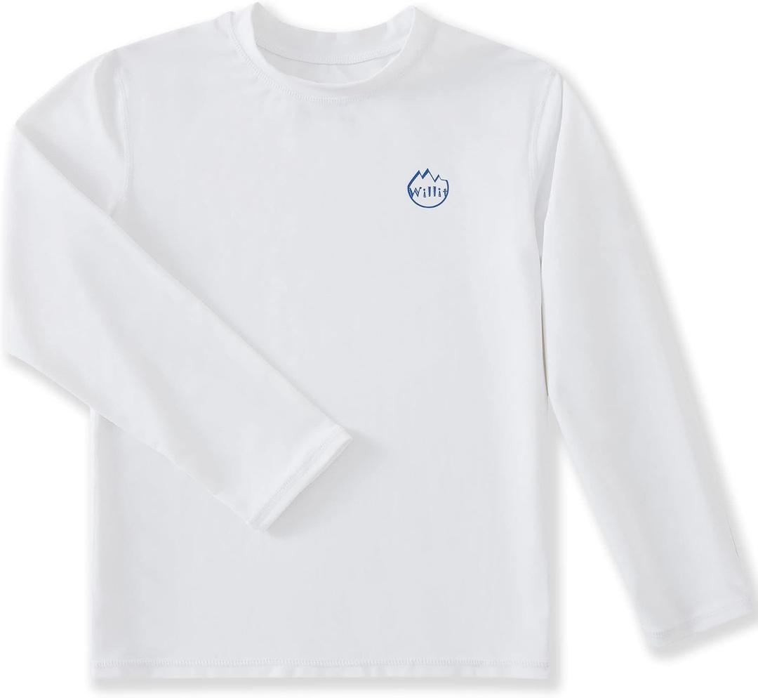 Willit Boy/Toddler Rash Guard Swim Shirt Long Sleeve White 3T