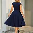 DRESSTELLS Women's Cocktail Dresses, Formal Wedding Guest Modest Church Vintage Tea Party Midi Evening Dress (XL)