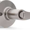 Door Locks for Front Door - 6 Pack Doorknobs for Exterior Door Satin Nickel Standard Door Handle with Lock Entrance Door Levers with Keys