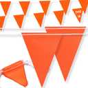 105ft Pennant Banner Flags, 7x10 Orange 45 Pcs High Visibility Safety Flagging on String, Triangle Pool Flags for Backstroke, Construction Events Party Decoration Parking Marking Outside