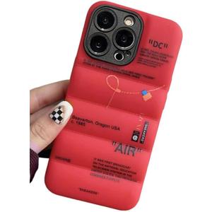 IAIYOXI Puffer Case with Sports Shoes Brand Design for iPhone 15,Sneakers Ins White or Black Label Soft Cover-Red Puffy Cover for iPhone Model 15 14 13 12 11 Pro Max Plus X XS XR 7 8 (Red)