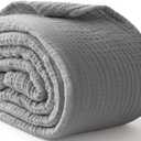 100% Cotton Muslin Blanket Twin XL 66" x 90", Breathable and Cooling Bed Blankets, Soft Boho Coverlet Bedspread, Gauze Bedding for Adults All Season, Grey