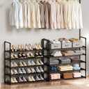 SRRSO Shoe Rack, 10 Tier Shoe Storage Organizer with Hooks, Fit 40-45 Pairs Shoes, Metal Tall Shoe Shelf for Closet, Entryway, Hallway, Garage, Bedroom, Cloakroom (XL)