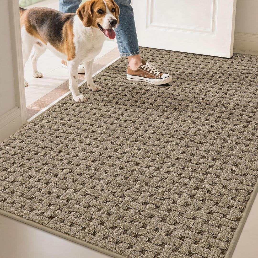 Door Mat Indoor Entrance 36"x60", Non-Slip Entryway Rugs, Beige