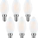 E14 LED Bulb European Base 4W LED Chandelier Light Bulbs Dimmable 40W Equivalent,110V 2700K Warm White,Frosted Glass Decorative Bulb,6 Pack