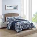 Nautica - King Comforter Set, Soft Cotton Bedding with Matching Shams, Patchwork Inspired Home Decor (Mason Blue, King)