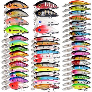 LINGYUE Bass Fishing Lures Kit Set Topwater Hard Baits Minnow Crankbait Pencil VIB Swimbait for Bass Pike Fit Saltwater and Freshwater (48PCS)
