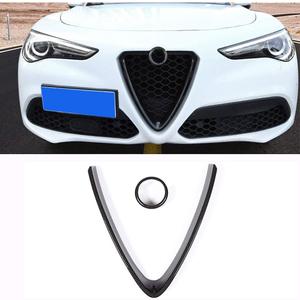 YIWANG Carbon Fiber Style ABS Chrome Front Grill Decoration Frame Trim 2Pcs For Alfa Romeo Stelvio 2017 2018 2019 2020 Auto Accessories (NOT Applicable for Giulia) (Carbon Fiber)