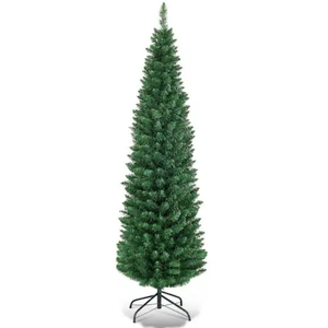 5 ft. PVC Unlit Artificial Slim Pencil Christmas Tree with Stand Home Holiday Decor Green