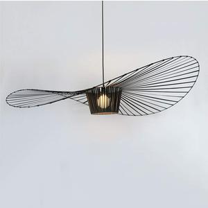 Vertigo Pendant Light Vintage Chandelier, Glass Fiber + Polyurethane Fiber Cloth Shadow Hat Lamp (High Adjustable），for Living Room Bedroom Dining Hall Corridor Bar，E27，max 40W Black 120CM