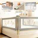 3-Piece Queen Size Bed Rail for Toddlers, Baby Bed Rail Guard with Height Adjustable, Headboard Rod, Bed Safety Rails for Queen Size Bed —(59" x 78.7" x 78.7")