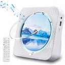 CD Player Portable Bluetooth 5.1 Desktop CD Player with HiFi Sound Speakers, Remote Control, Dust Cover, LED Display, Boombox FM Radio, USB/AUX for Home, Kids (White)