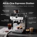 Canoly Fast Cold Brew Espresso Machine with Grinder, Capsule Handle, Silver