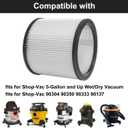 2 x Filter for Shop Vac 90304 90350 90333 9030400 903-04-00 Vacuum Cleaner Replacement Filter for 5 Gallon and Larger Wet & Dry Vacuum Filter
