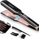 DORISILK 500 Degree High Temp Professional Hair Straightenr  Ceramic Wide Flat Iron 2 in 1 Hair Straightener and CurlerPlasma Flat Iron Get Frizz-Free and Shiny 500FW1