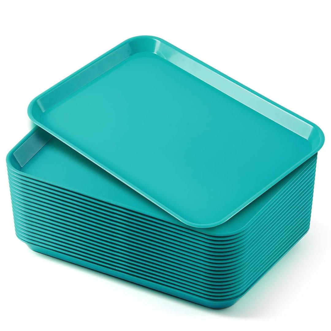 JMU 20Pcs Dental Trays Bulk Autoclavable Plastic Procedure Flat Trays, 13.25" X 9.75" Set Up Tray, Size B (Teal)