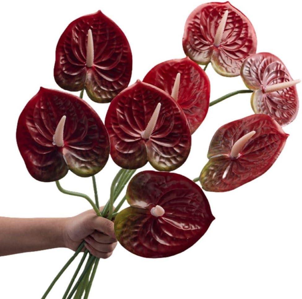 6pcs Artificial Anthurium Lily Flowers 22" Red Fake Tropical Flowers for Vase Bouquets Home Office Wedding Decor(Red)