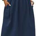 IN'VOLAND Plus Size Cotton Linen Dresses for Women Short Sleeve Summer Midi Dress with Pockets 18W
