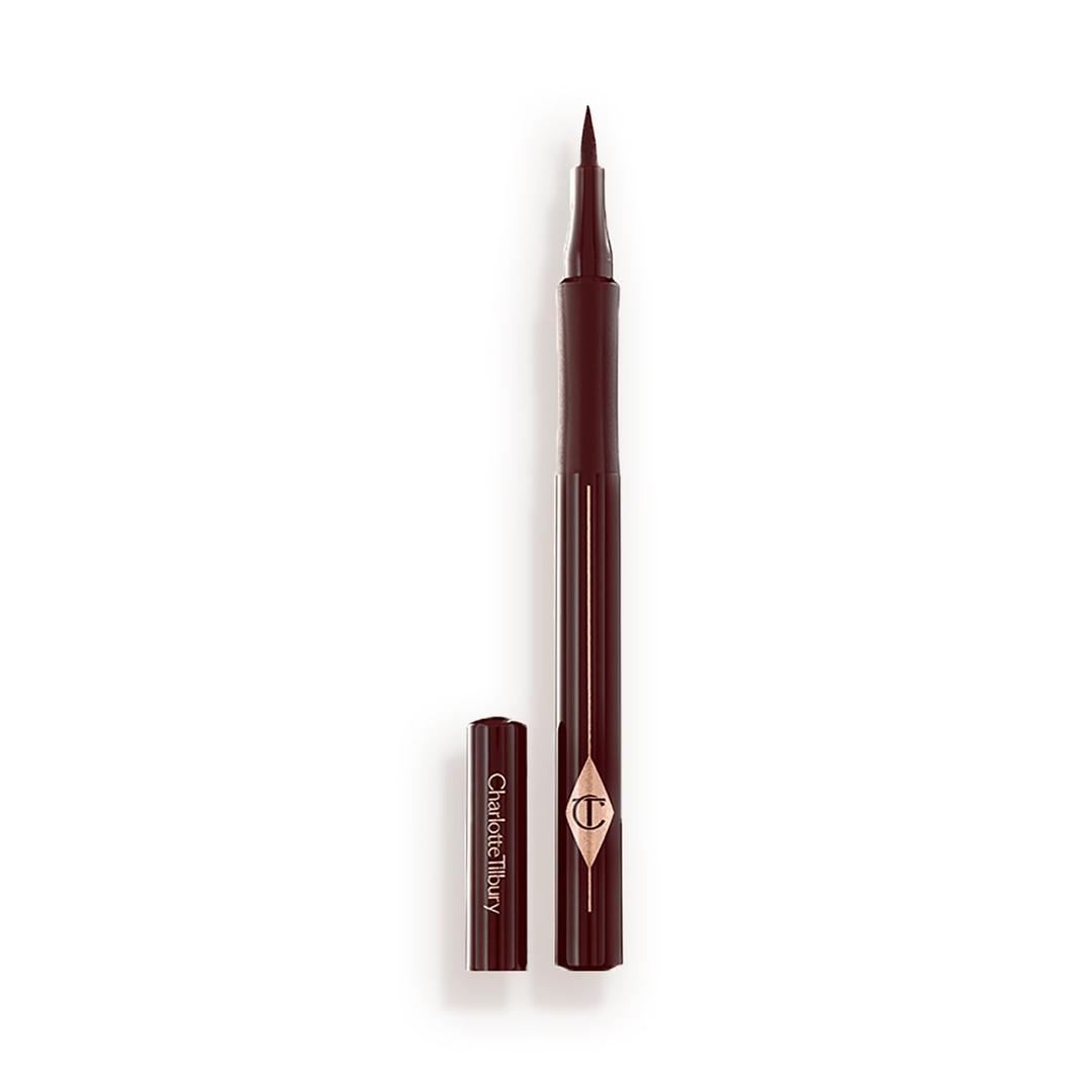Charlotte Tilbury The Feline Flick Waterproof Liquid Eyeliner  Black Eyeliner Pen with a QuickDrying, Matte Formula  Enriched with Intense, HighlyPigmented Color PayOff  Super Brown